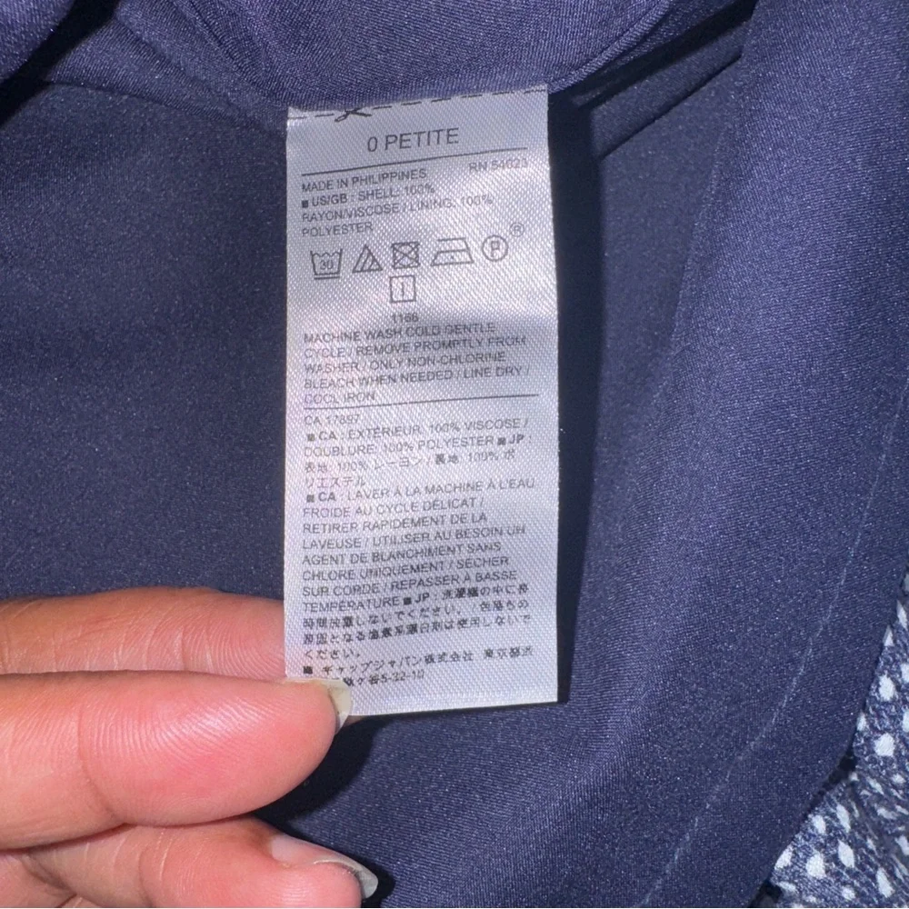Banana Republic Dark Blue White‎ A-Line Skirt 0 Petite Lightweight Summer #cc